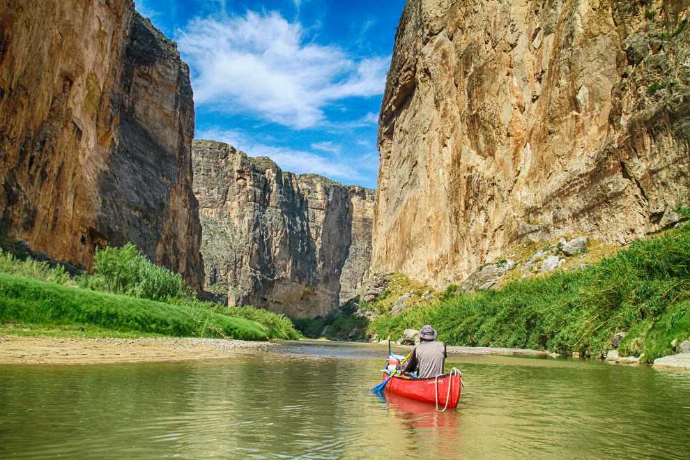person kayaking in the Big Bend National Park