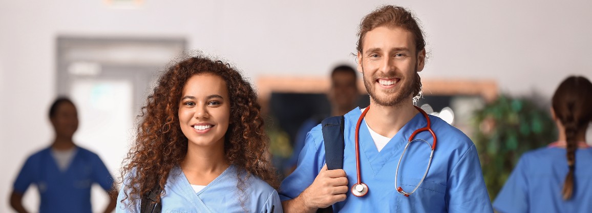 nursing students wearing backpacks