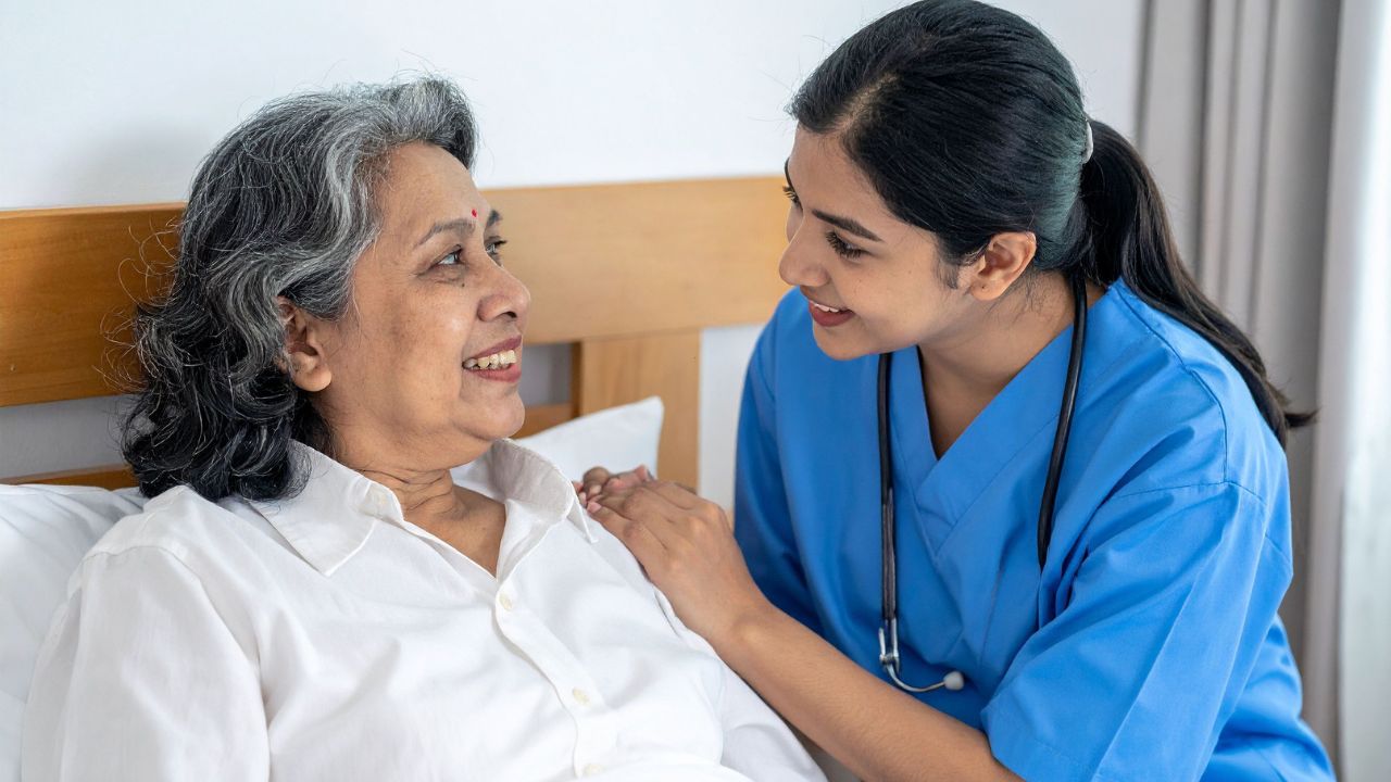view of patient and healthcare professional
